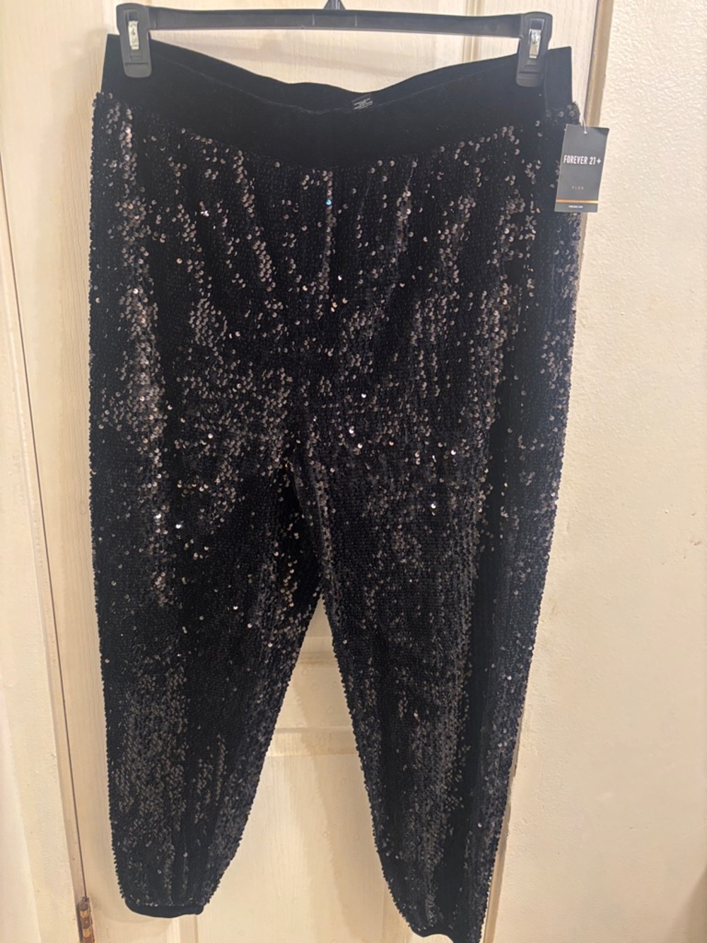 Forever 21 Black Sequin Pants with Elastic Waist